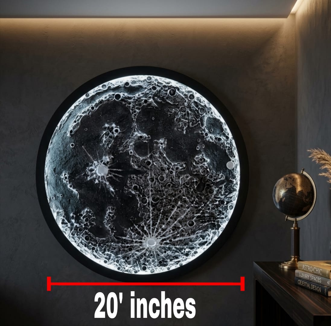 Handcrafted 3D Moon Wall Art with LED Backlight, 18-Inch Textured Lunar Surface Decorative Wall Hanging