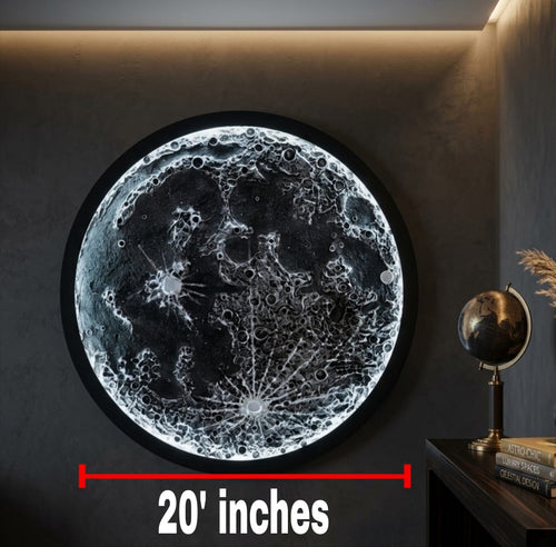 Handcrafted 3D Moon Wall Art with LED Backlight, 18-Inch Textured Lunar Surface Decorative Wall Hanging
