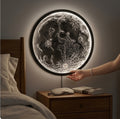 Handcrafted 3D Moon Wall Art with LED Backlight, 18-Inch Textured Lunar Surface Decorative Wall Hanging