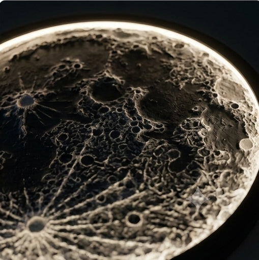 Handcrafted 3D Moon Wall Art with LED Backlight, 18-Inch Textured Lunar Surface Decorative Wall Hanging